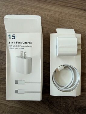 NEW 25W USB-C Fast Charge Wall Power Adapter with USB-C to C Braided Woven Cable